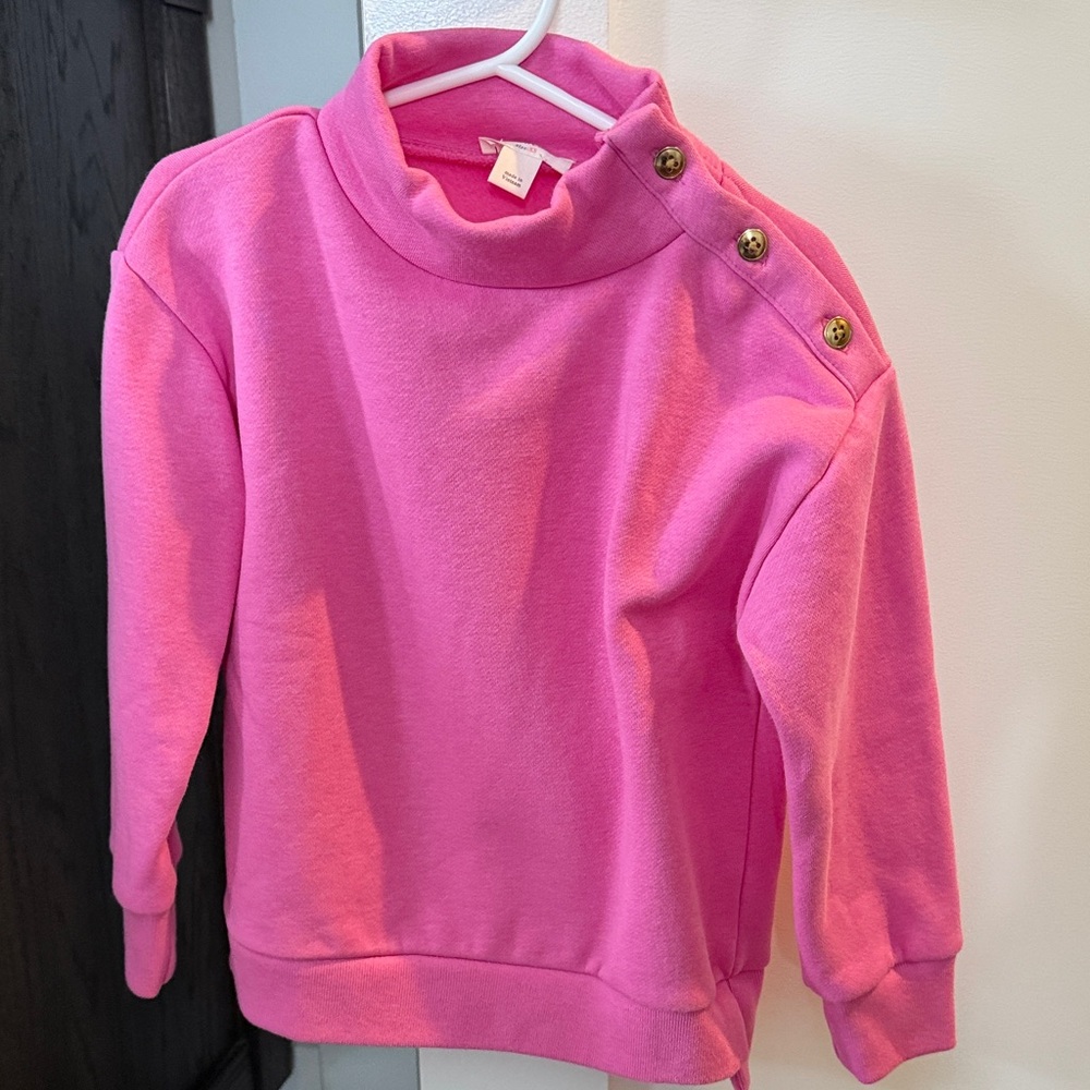 Pink Button-Shoulder Kids Sweater Top